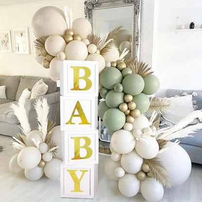 QIFU Baby Shower Decorations 4pcs Baby Balloon Boxes Blocks - Image 2