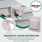 NO-PEST VENT, Exclusive Dual Door Dryer Vent Cover Outdoor 4 inch with Collar, Made in USA w Highest UV Resistant Plastic in any Outdoor Vent Cover (Light Grey, 4" Plastic WIth Collar)