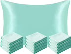 NTBAY 12 Pack Satin King Pillowcases for Hair and Skin, Luxurious and Silky Pillow Cases with Envelope Closure, 20 x 36 Inches, Light Blue