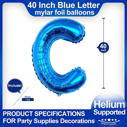 40 Inch Blue Letter C Balloons, DIY Phrase Foil Alphabet Letter C Balloons DIY - Image 2