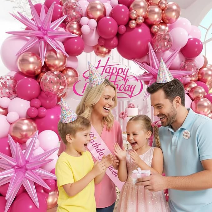 147pcs Pink Balloons Arch Kit, Hot Pink Rose Gold Balloons Shades of Pink - Image 4
