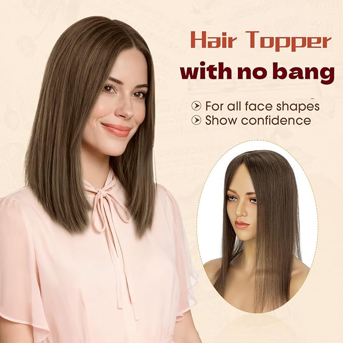 Rich Choices Human Hair Toppers for Women-100% Real Remy Hair Topper No Bang-Upgraded 150% Density 9 * 12CM Lace Base-Clip in Hairs Topper for Thinning Hairs-10Inch #2 Dark Brown