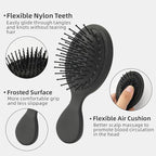 Mini Hair Bursh for Women,girls-Protable Travel Size Hair Brush for Pockets,Purse,backpack-Mini Detangler Brush for All Hair Types,Small Hair Brush for Detangling(1 Pack-Black)