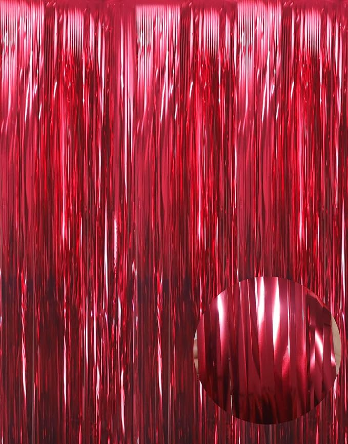 GOER 6.4 ft x 9.8 ft Metallic Tinsel Foil Fringe Curtains, Graduation by GOER