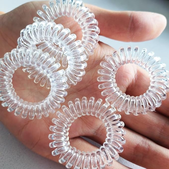 27 Pieces Spiral Coil Hair Ties: Waterproof Elastic Traceless Ponytail Holders, Colorless 1.58inch (4cm) No Crease Hair Bands