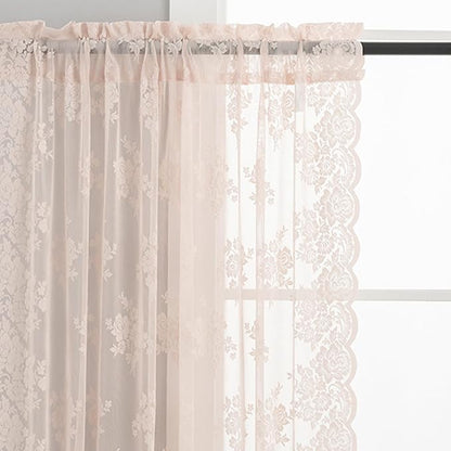 Kotile Blush Pink Lace Curtains - Image 4