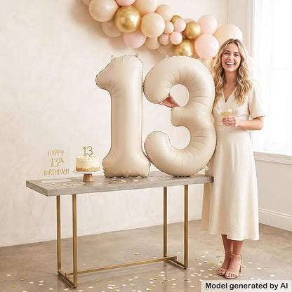 40" Beige Foil Number 13 Balloon - Image 3