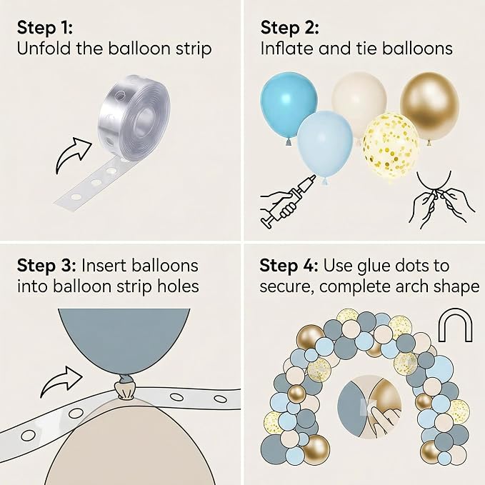 Sea Blue Balloon Garland Arch Kit 151pcs, Dusty Teal Light Blue Cream White - Image 4