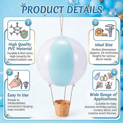 12 Sets Hanging Hot Air Balloon Decoration from Ceiling 12 Inch PVC Lanterns - Image 4