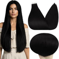 Full Shine 28Inch Human Hair Tape in Extensions 100 Gram 40PCS Color Jet Black Tape in Hair Extensions Remy Invisible Skin Weft Double Sided Natural Straight for Bridal