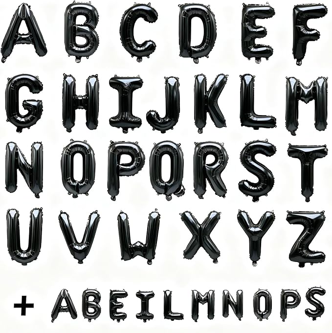 36 Pcs Black Letter Balloons, Custom A-Z Set - Image 2