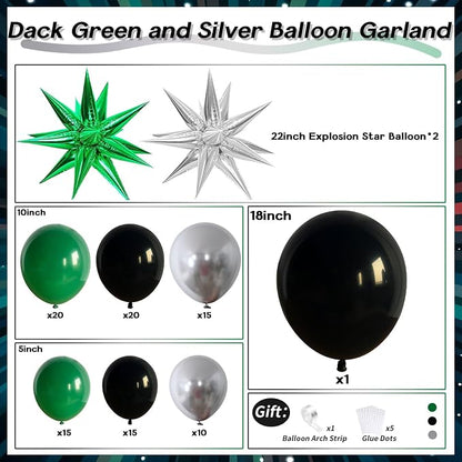 Black and Green Silver Balloon Arch Kit - Image 2