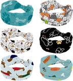6 Pcs Stretchy Headbands for Women, Absorbed Sport Headband Soft Twist Knotted Headbands for Daily Life Yoga Workout, Dogs Collection Multi Animal