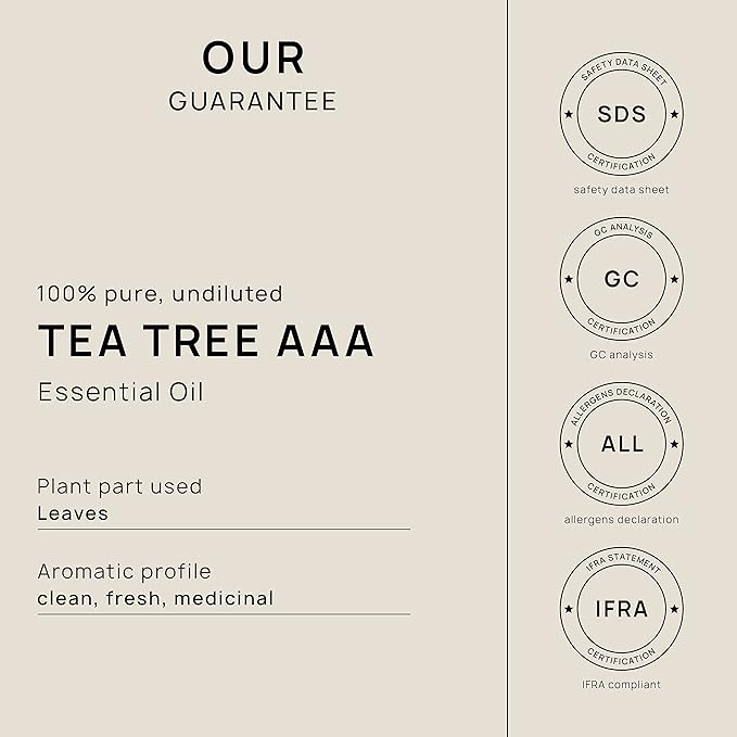 VINEVIDA Tea Tree Essential Oil - Undiluted, 10 mL - Candle Oil Scent - DIY Candle Scents - Safe for Soap Making & Skin