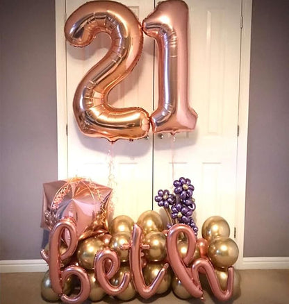 Rose Gold 21 Number Balloons, 40 Inch Giant Number 21 Balloons Foil Mylar - Image 6