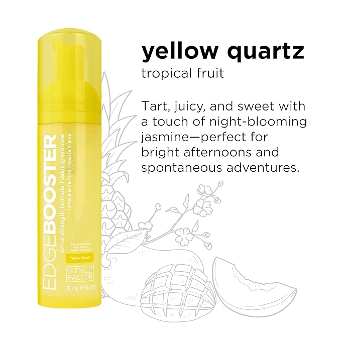Style Factor EDGE BOOSTER Extra Strength Setting Mousse – Frizz Control, Extra Volume, and Conditioning – 6.4oz Yellow Quartz Mousse for Curly Hair