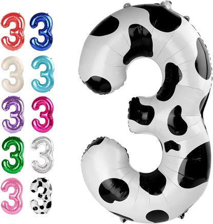 Cow Print Number 3 Balloon 40 inch, Cow Birthday Party Balloons Decorations | by Upgesy