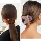 Flat Hair Clips Duckbill Large Claw Clips for Thick Medium Thin Hair 6Pcs French Barrettes Accessories for Women Girls Oval Round Leopard Tortoise Shell Neutral Color