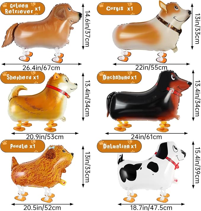6 Pcs Walking Dogs Balloons, Dog Party Decorations, Walking Animal Balloons Dog - Image 2