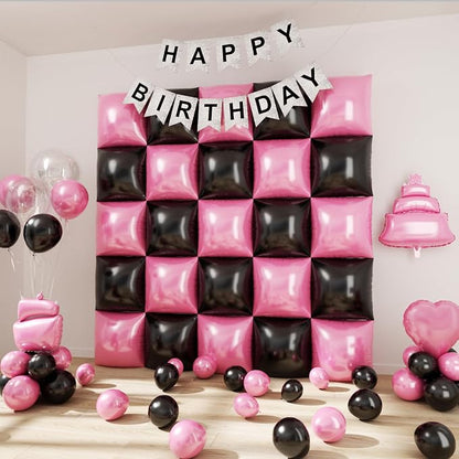 Pink Black Balloons Wall Tunnel Backdrop Double Sided Hot Pink and Black - Image 7