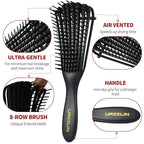 hair Brush Set for Afro America/African Hair, Textured 3a to 4c -Detangler Brush,9 row hair brush,Wide Tooth Comb,Rat Tail Comb (Black)
