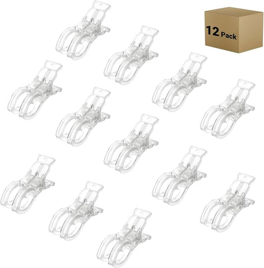 Rosellas 12 Pack Balloon Arch Clips, Plastic Transparent Backdrop Spring Clamps by Rosellas