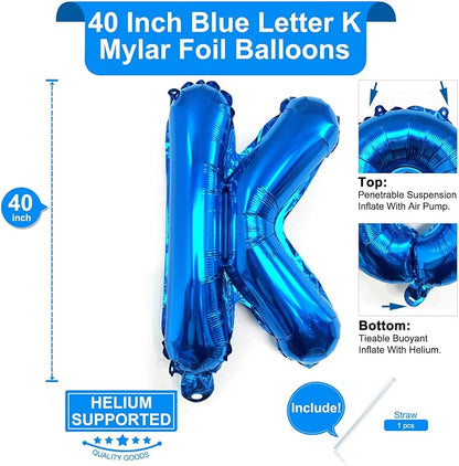 Lovoir 40 Inch Large Blue Letter K Balloons Big Size Jumbo Mylar Foil Helium - Image 2