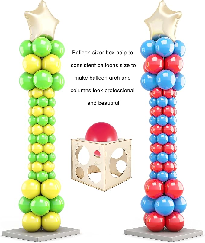 Auihiay 12 Holes Wood Balloon Sizer Cube, Balloon Measure Box | Collapsible - Image 6