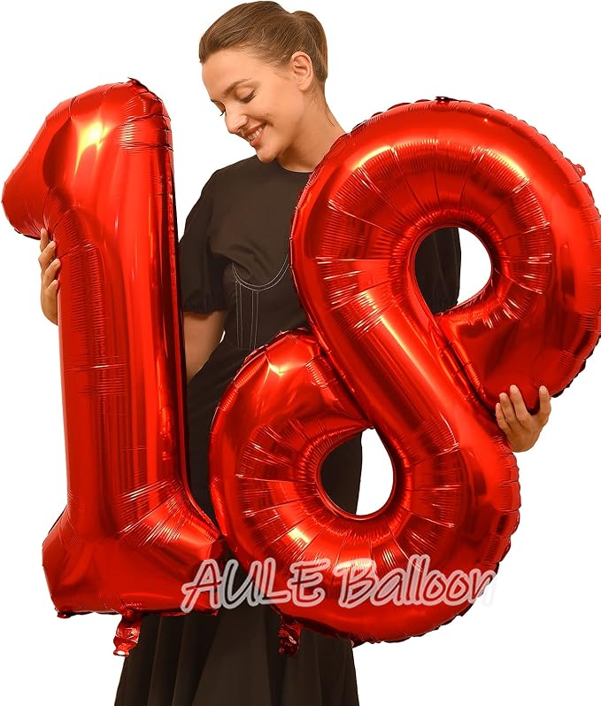 AULE 40 Inch Red 18 Balloon Number Foil 0-9 Birthday Big Numbers | Birthday - Image 3