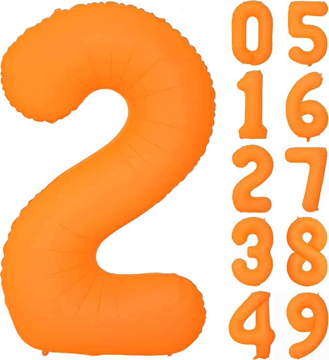 Orange Birthday Number 2 Balloon 40 inch Fluorescent Orange Number 2 | Helium by Exquisitehighqualitypartydecorationstomeetyoureveryneed%EF%BC%81