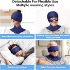 Migraine Relief Cap and Neck Ice Pack Wrap with Ice Eye Masks,3 in 1 Detachable Hot and Cold Therapy Headache Relief Cap for Headaches, Stiff Neck,Eye Fatigue, Tension and Pain Blue