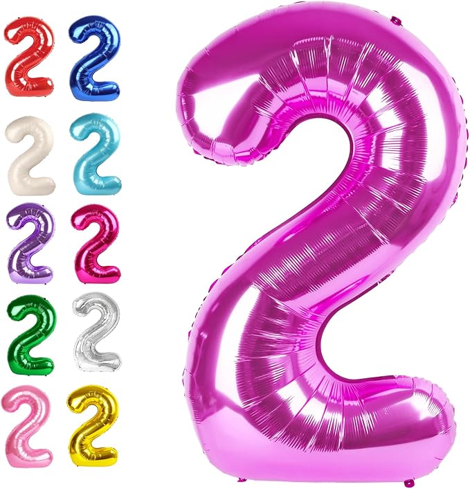 Rosy Purple Number 2 Balloon 40 inch, 2nd Birthday Party Balloons Decoration | by Upgesy