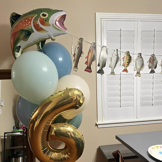 Rainbow Trout Fish Balloons for O-fishally One Fishing Themed Party Decor | - Image 6