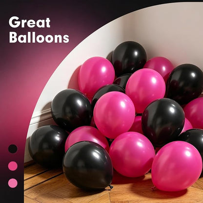60pcs Hot Pink and Black Balloons 12inch - Image 4