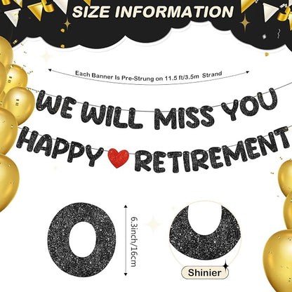 Fulmoon Pre Strung Happy Retirement and We Will Miss You Banner Bunting - Image 2