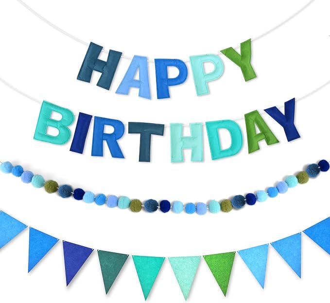 CANREVEL 3 PCS Pre-Strung 3D Happy Birthday Banner Decorations, Happy Birthday by CANREVEL