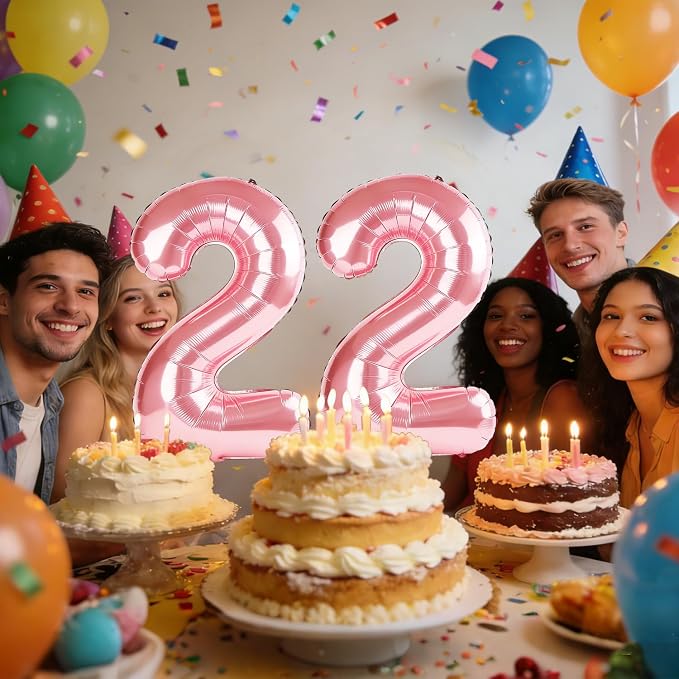 40 Inch Number 22 Balloons for 22nd Birthday Party Decorations, 0-100 Jewelry - Image 2