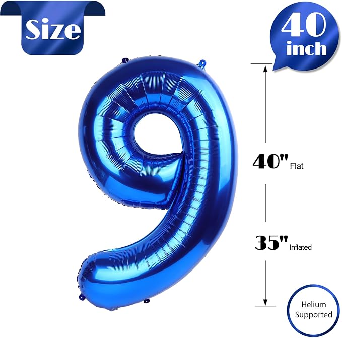 Navy Blue 9 Balloon - Image 6