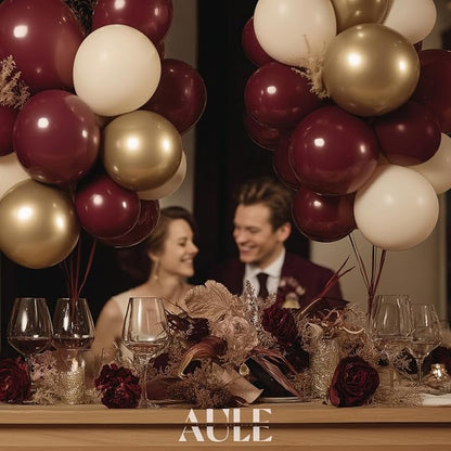 AULE 155Pcs Burgundy Balloon Arch Kit Gold Sand White Balloons | Maroon Balloon - Image 4