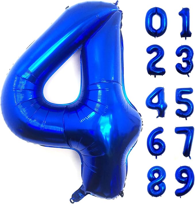 Lovoir 40 Inch Navy Blue Number 4 Balloon Large Size Jumbo Digit Mylar Foil by Lovoir