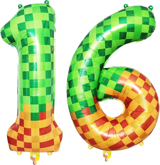 40 Inch Pixel Foil Number 16 Balloon by TNCDJKPA