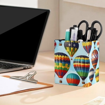 Pencil Pen Holder Hot Air Balloon Sky Cartoon Leather Pen Container Desk - Image 5