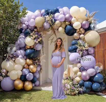 Navy Blue Purple Balloon Arch Double Stuffed Dark Blue Pastel Lavender White - Image 7