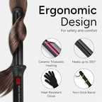 ENZO Milano 25mm (1 Inch) Analog Clipless Ceramic Curling Iron / Curling Wand