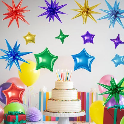 Colorful Star Balloons, 22/18/10 Inch Foil Rainbow Balloons - Image 5
