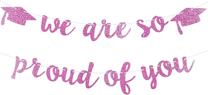2026 Graduation Decorations Pre-Strung Blingbling We Are So Proud of You Banner by Unknown