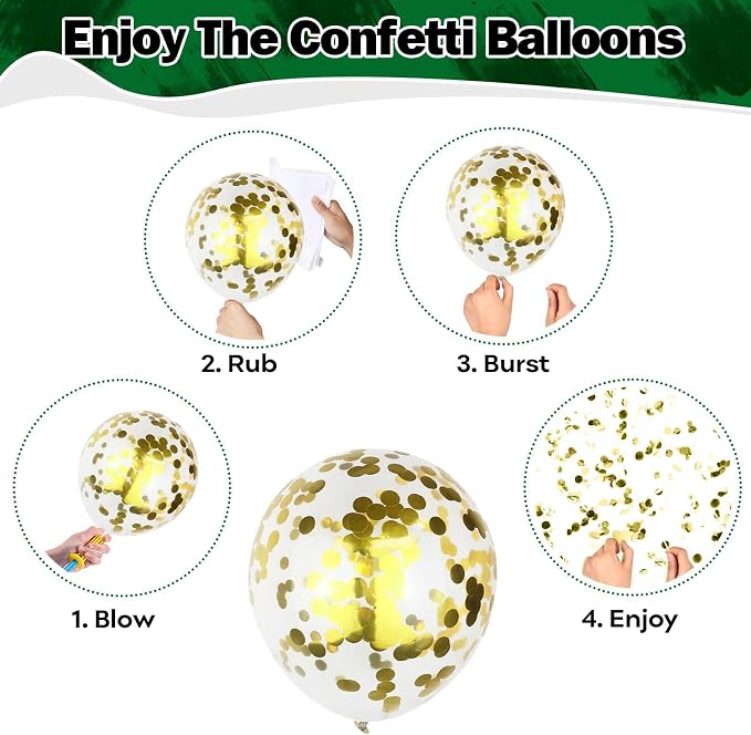 Black Gold Green Balloons 60 Pcs Dark Green White Black Metallic Gold Balloons - Image 7
