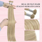 YoungSee U Tip Hair Extensions Human Hair Blonde Highlight Utip Hair Extensions Human Hair Ash Blonde with Platinum Blond Highlight Keratin Hair Extension Remy Hair Ktip Extension 22In 1G/S 50G