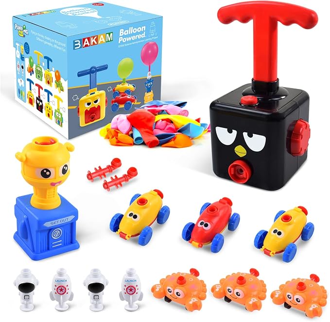 BAKAM Toddler Toys 3-4 for Boys Girls, Balloon Launcher & Powered Car Set by BAKAMToys
