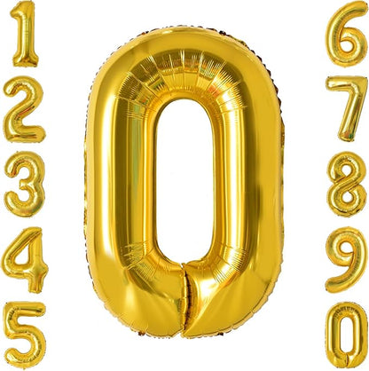 Gold Number 0 Balloon 40 Inch, Foil Numeral by Unknown